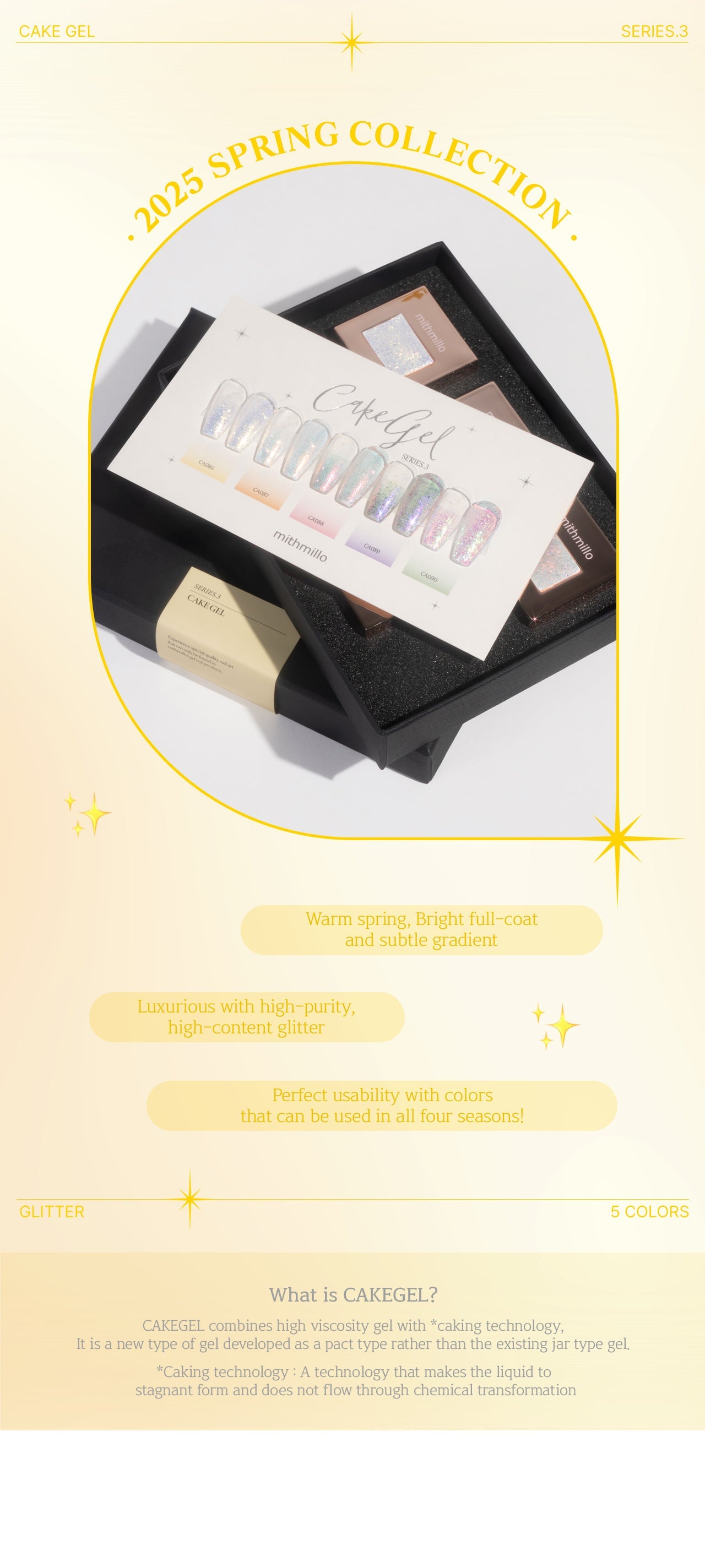 MITHMILLO Cakegel (series 3) Glitter (5 colors) CA86-90