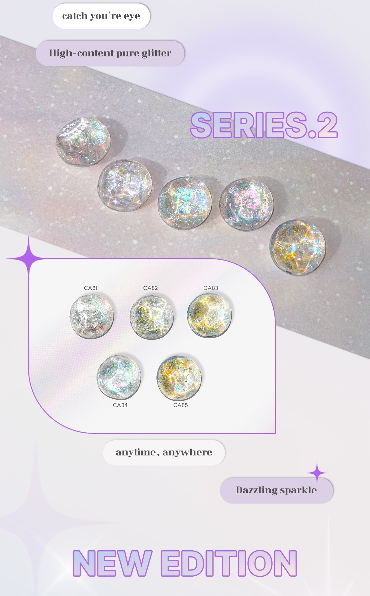 MITHMILLO Flake Cakegel (series 2) Glitter (5 colors) CA81-85