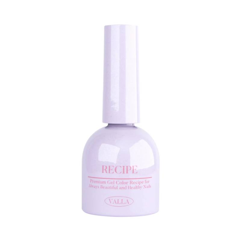 Elaborate alt text: A stylish and modern white nail polish bottle with the VALLA Byulling Byulling Collection branding prominently displayed. The bottle features a sleek design with a tall cylindrical shape, creating an eye-catching and visually appealing product. The nail polish is a premium gel polish that offers a unique two-way glitter and magnetic cateye effect, providing customers with a versatile and high-quality nail care solution. The sy