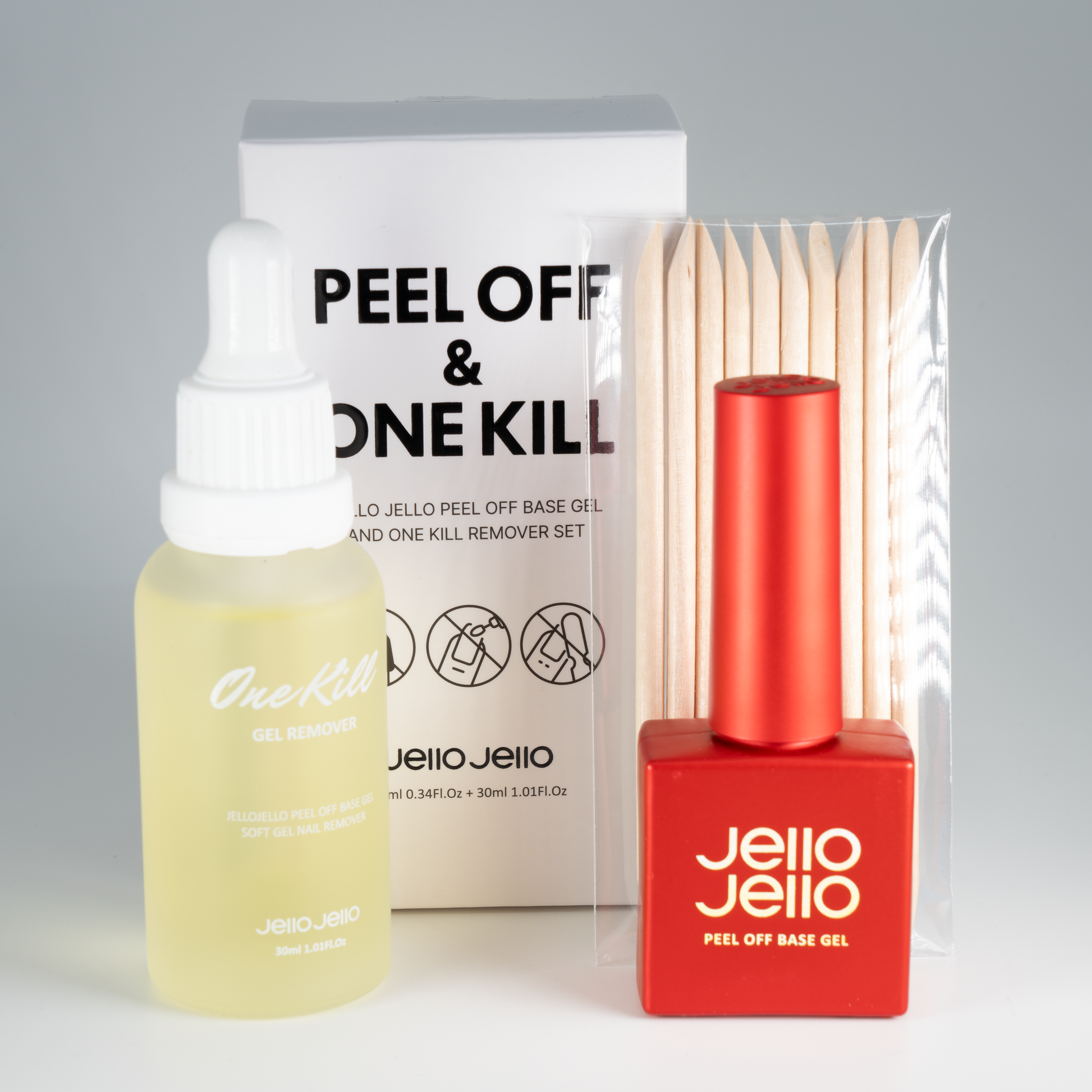 Jello Jello One Kill Remover + Peel Off Base Gel Set
