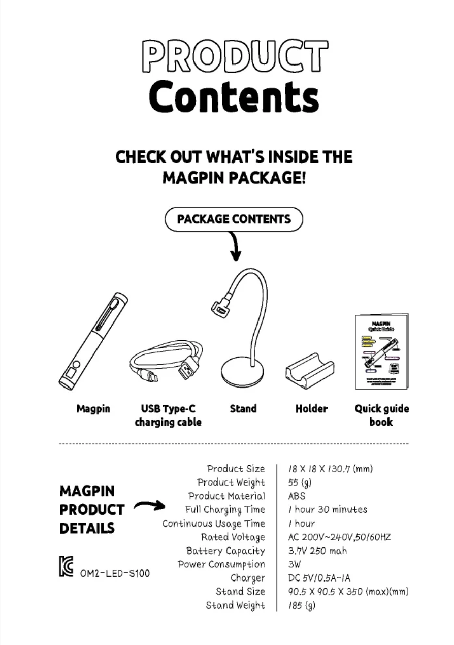 Mayour x SHINY MAGPIN (Magnet and sensor pin cure lamp in one) Gray