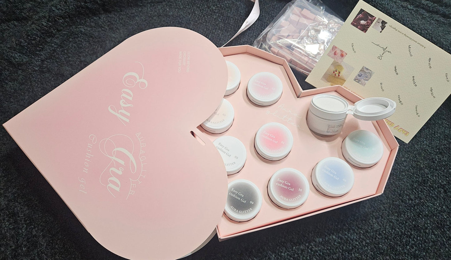 AURA GLITTER Easy Gra Cushion Gel Collection 10pcs/set - Koreannails.co.uk
