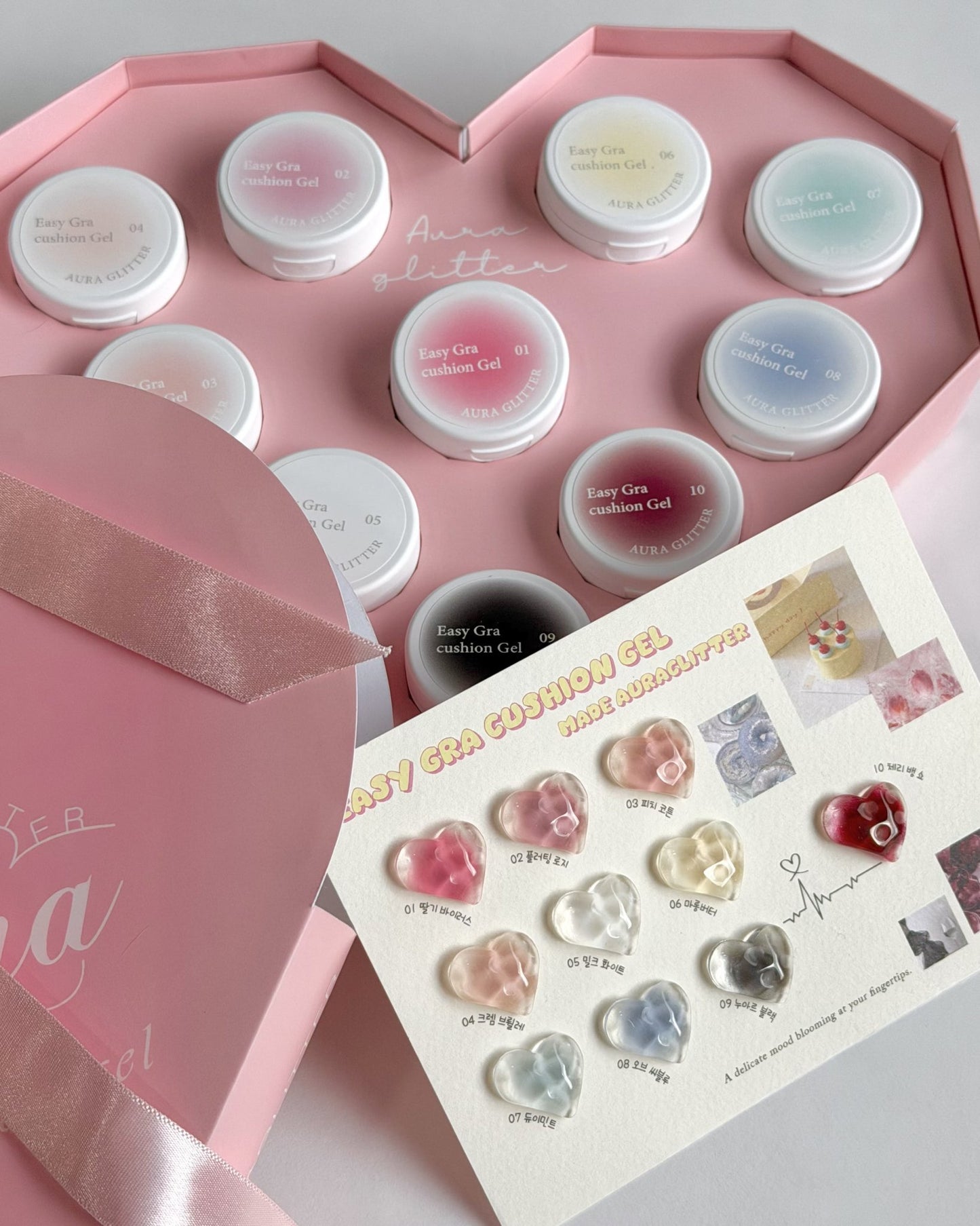 AURA GLITTER Easy Gra Cushion Gel Collection 10pcs/set - Koreannails.co.uk