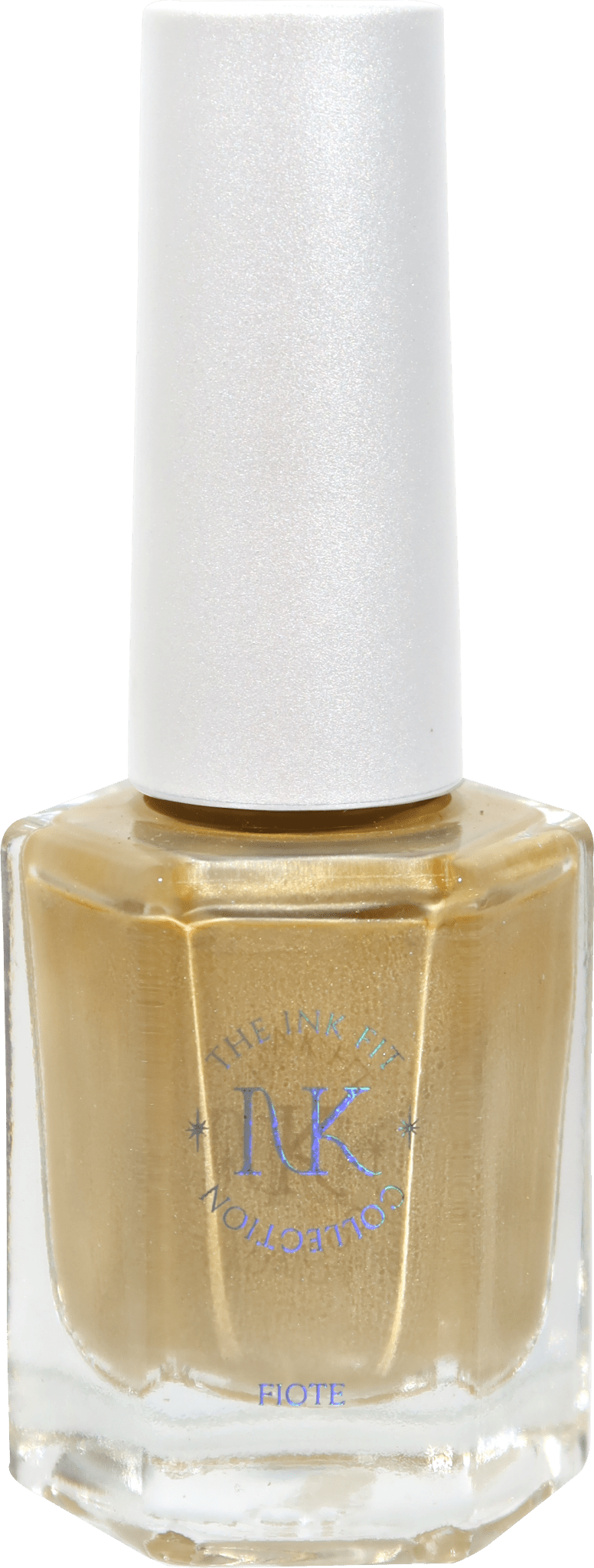 FIOTE The Ink Fit Haze five-piece collection: Antique Gold IKM07 bottle close-up. This shade is included in the full five-piece set.