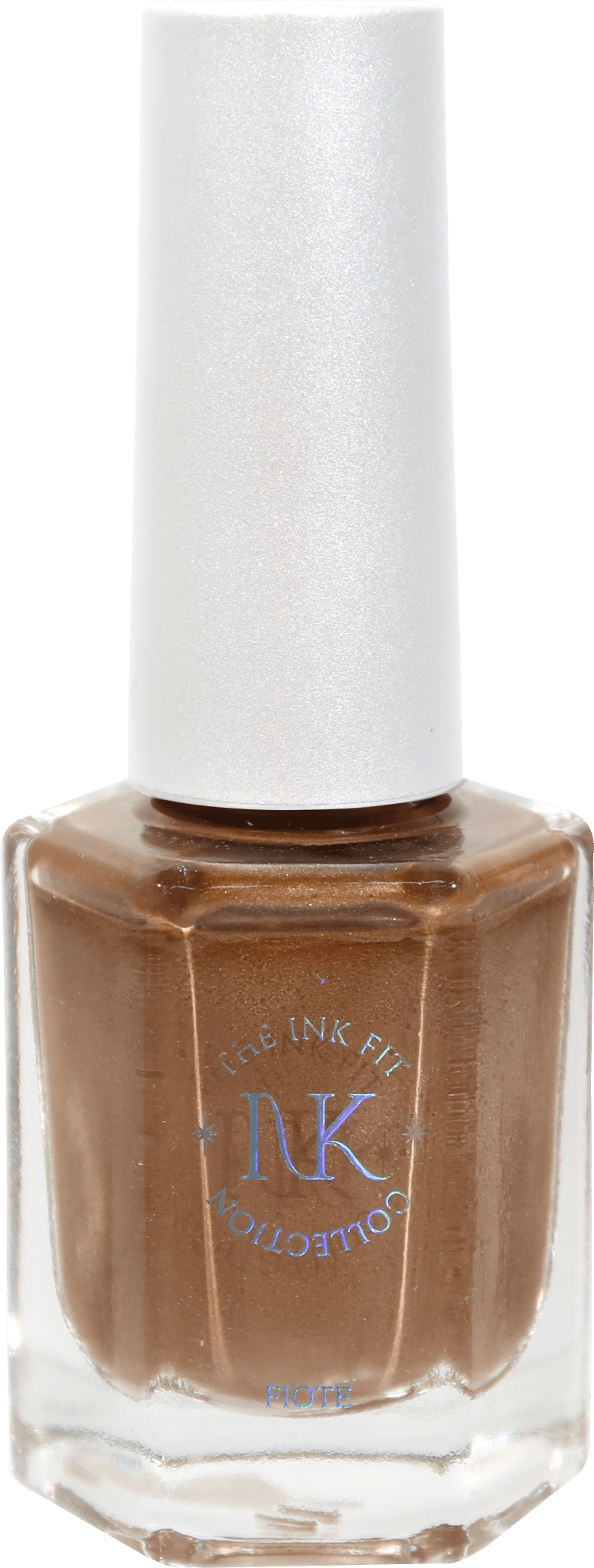 FIOTE The Ink Fit Haze five-piece collection: Cocoa Ash IKM05 bottle close-up. This shade is included in the full five-piece set.