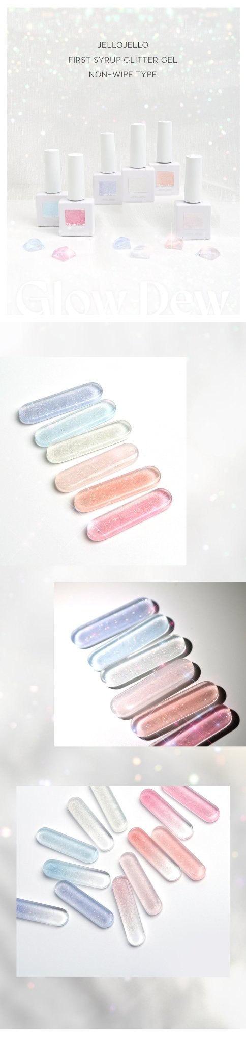 JELLO JELLO Glow Dew Syrup Gel Set (6pcs) - Korean Gel Collection - Koreannails.co.uk