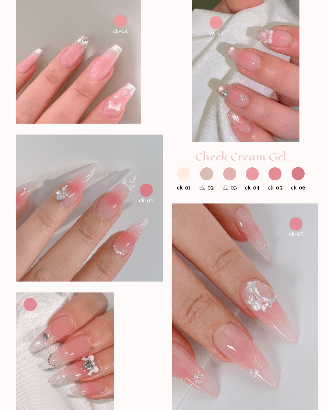 NAILBAYO Cheek Cream Gel Pink CK01–CK06 – 6-Colour Palette - Koreannails.co.uk