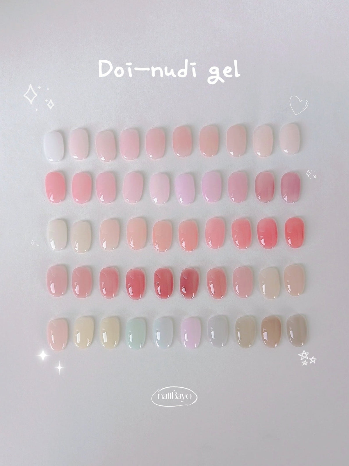 Nailbayo DOI Core Nudi Gel DS01–DS50 Collection – 50 Colours - Koreannails.co.uk