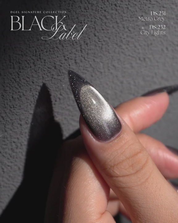 DGEL Black Label collection: DS231 Metro Grey and DS232 City Lights shown on a finished manicure. Original brand video from the matching Pretty Yeppuda catalogue.